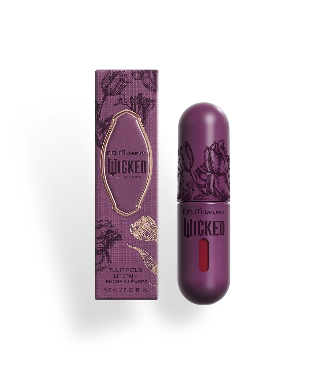 r.e.m. beauty x Wicked: For Good tulip field lip stain